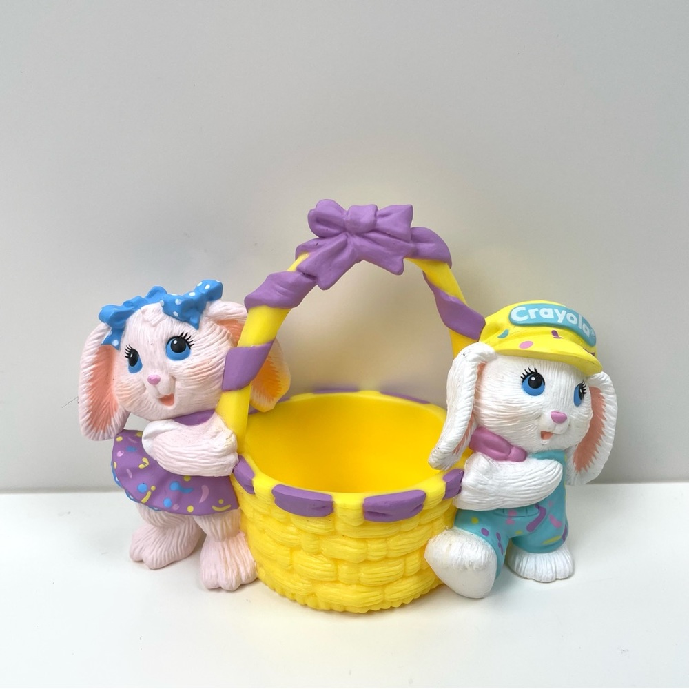 Hallmark Crayola Bunny Basket Figurine Vintage